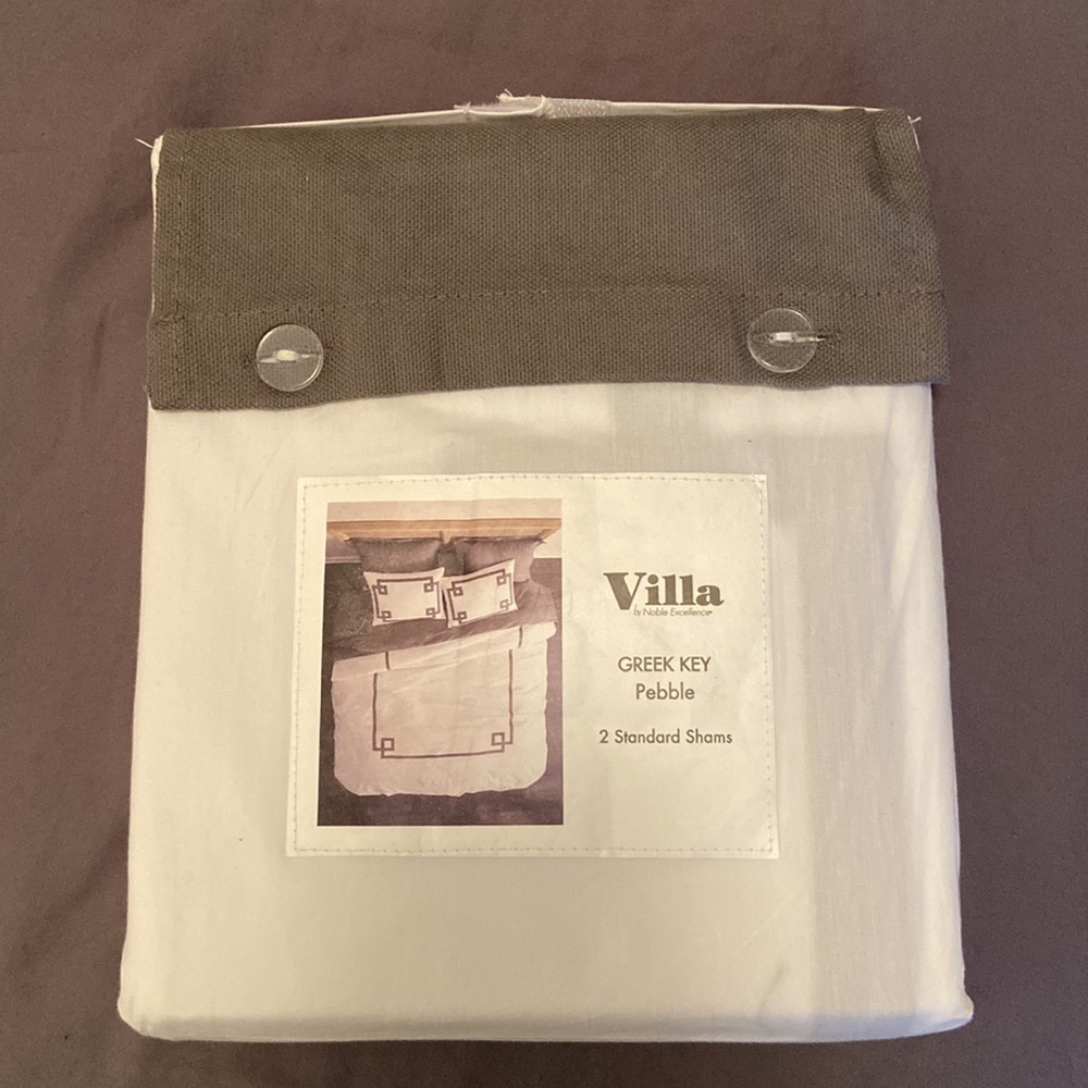 Villa Noble Excellence Greek Key Pebble Boarder Pillow Sham Set Standard